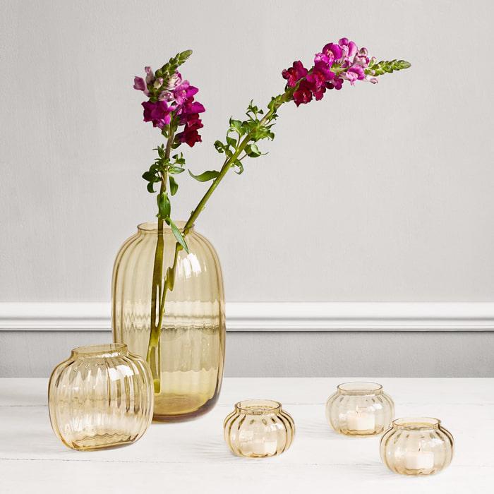 Holmegaard Primula Oval Vase, Amber, H: 4.9"