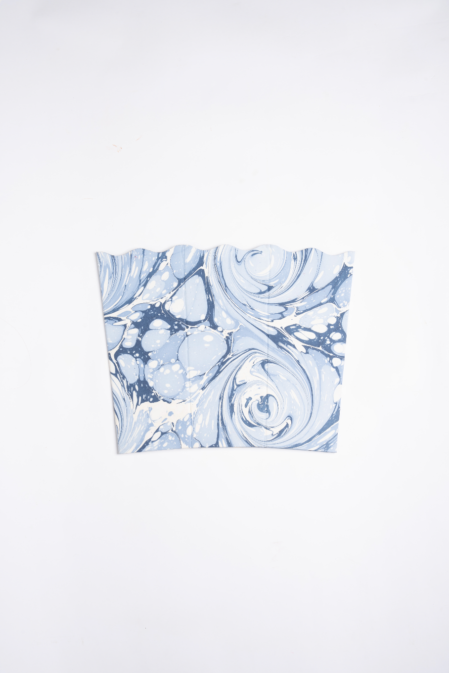 Hand-Marbled Scallop Waste Bin / Storage Bin in Ocean Wave