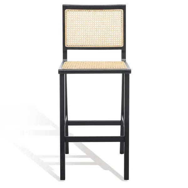 Hattie Black-Natural French Cane Barstool - The Mayfair Hall