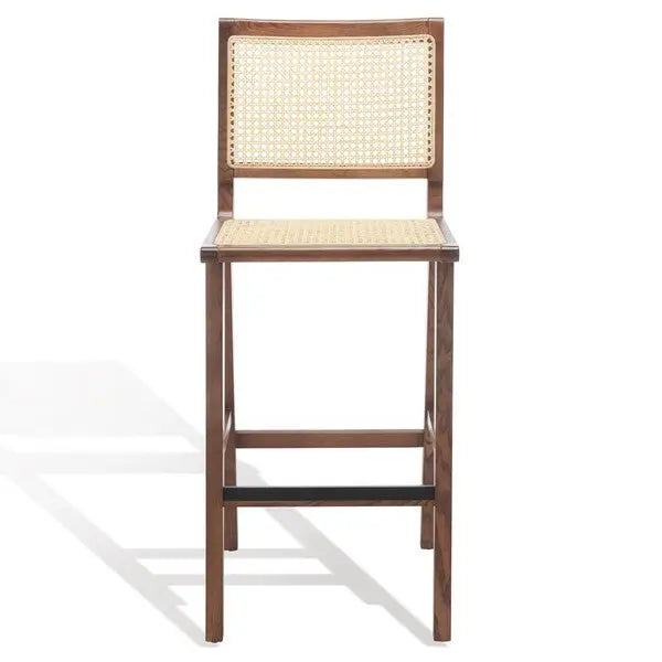 Hattie Walnut-Natural French Cane Barstool - The Mayfair Hall
