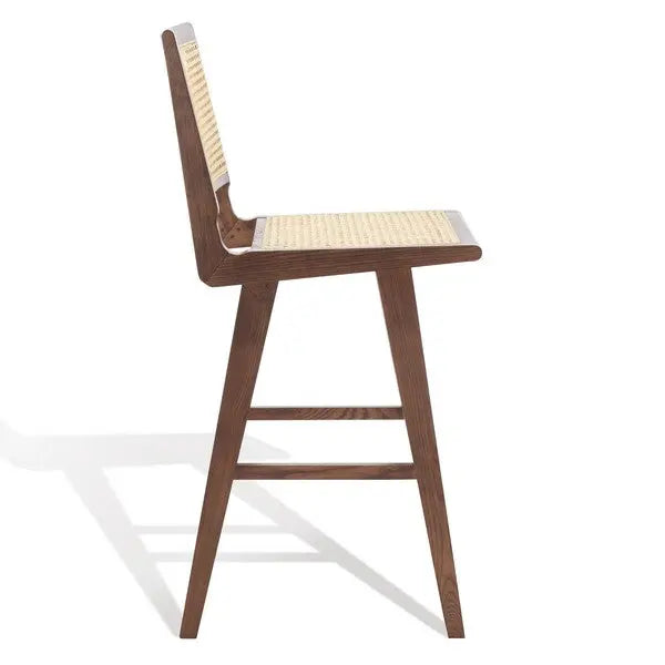 Hattie Walnut-Natural French Cane Barstool - The Mayfair Hall
