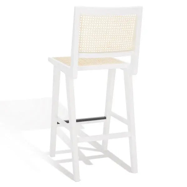 Hattie White-Natural French Cane Barstool - The Mayfair Hall