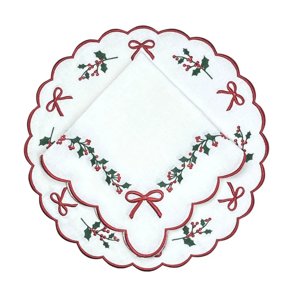 Studio Collection: Holly & Bows - Napkin (Set of 4) - The Mayfair Hall