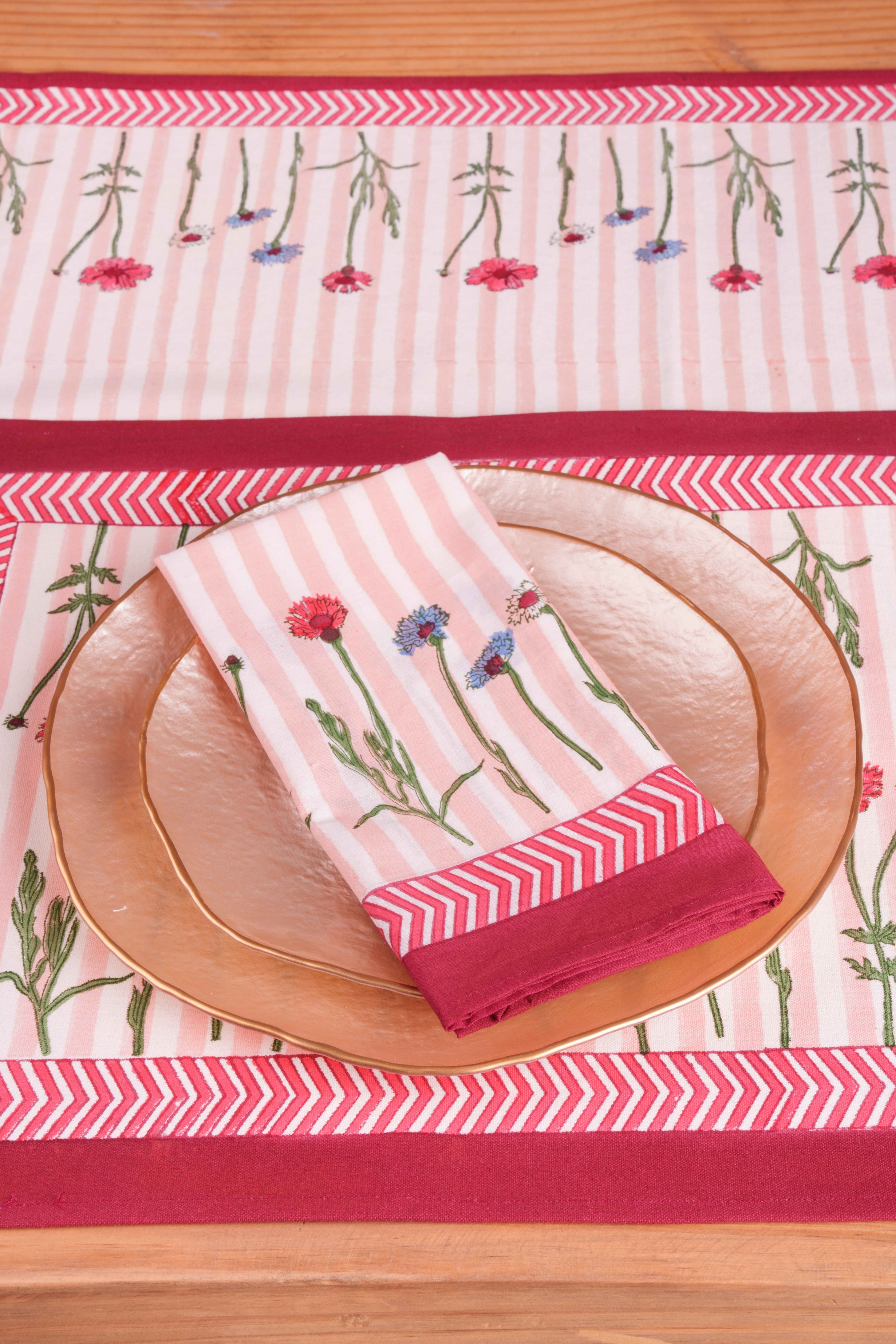 Wildflower Blockprint Napkins, Set of 4