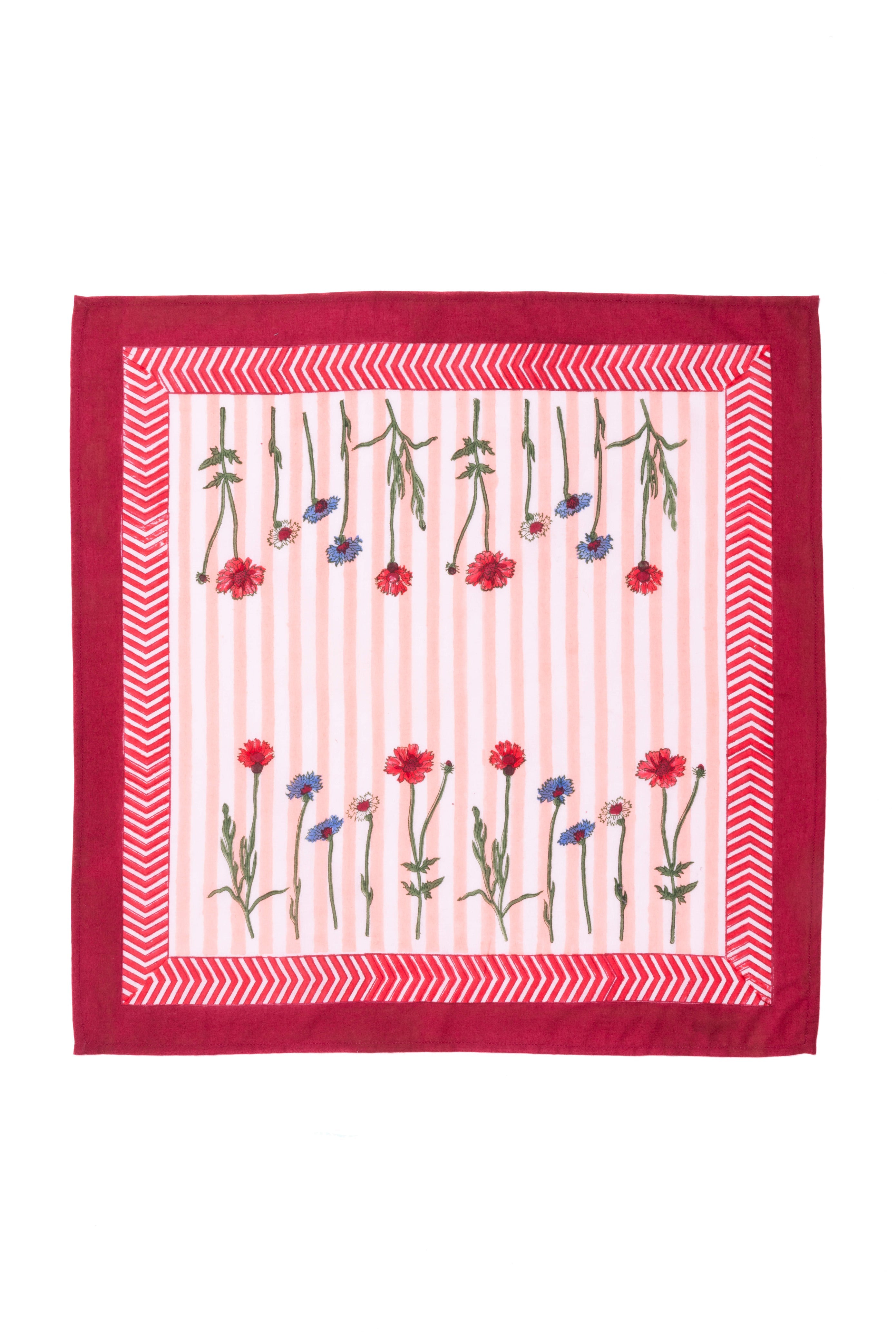 Wildflower Blockprint Napkins, Set of 4