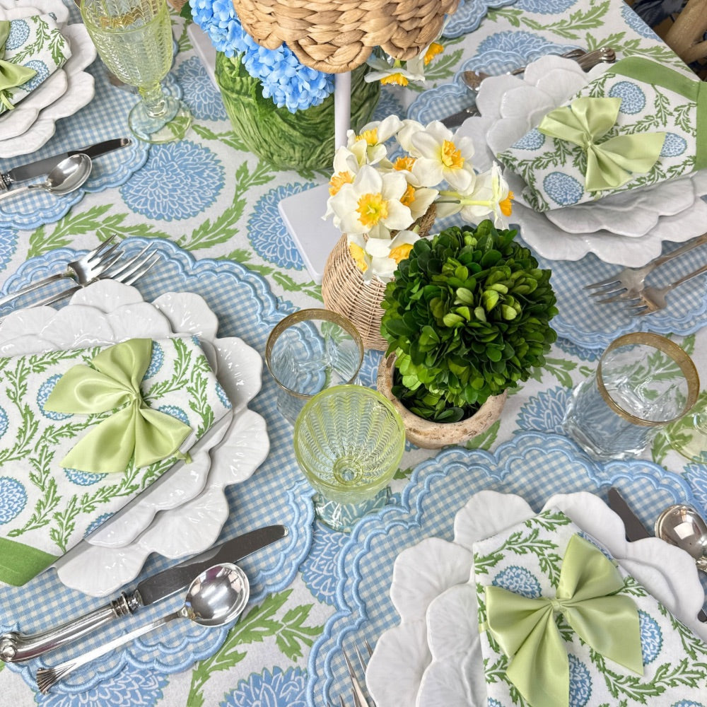 Blue and Green, Flowers & Vines - Tablecloth - The Mayfair Hall