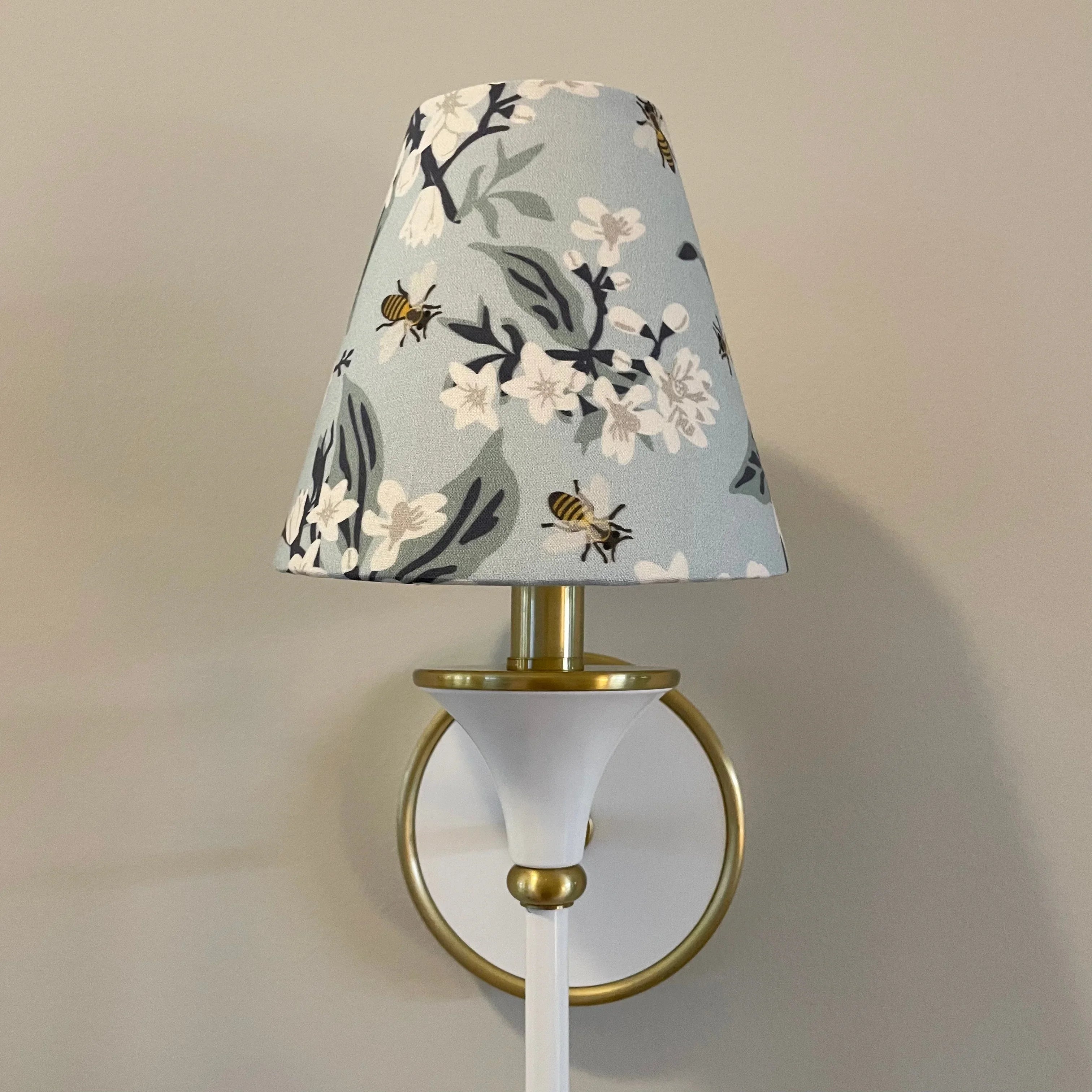 Blue Floral Sconce Shade in Honey Bee - The Mayfair Hall
