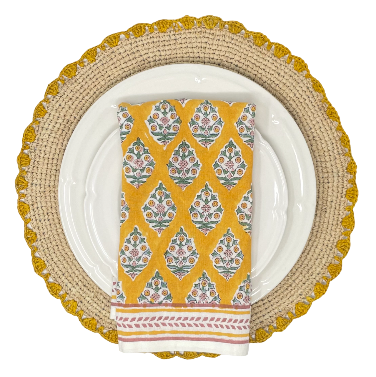 Marigold Raffia Placemats, Boho Round Natural Hand Woven Placemats, Table Mats for Dining Table