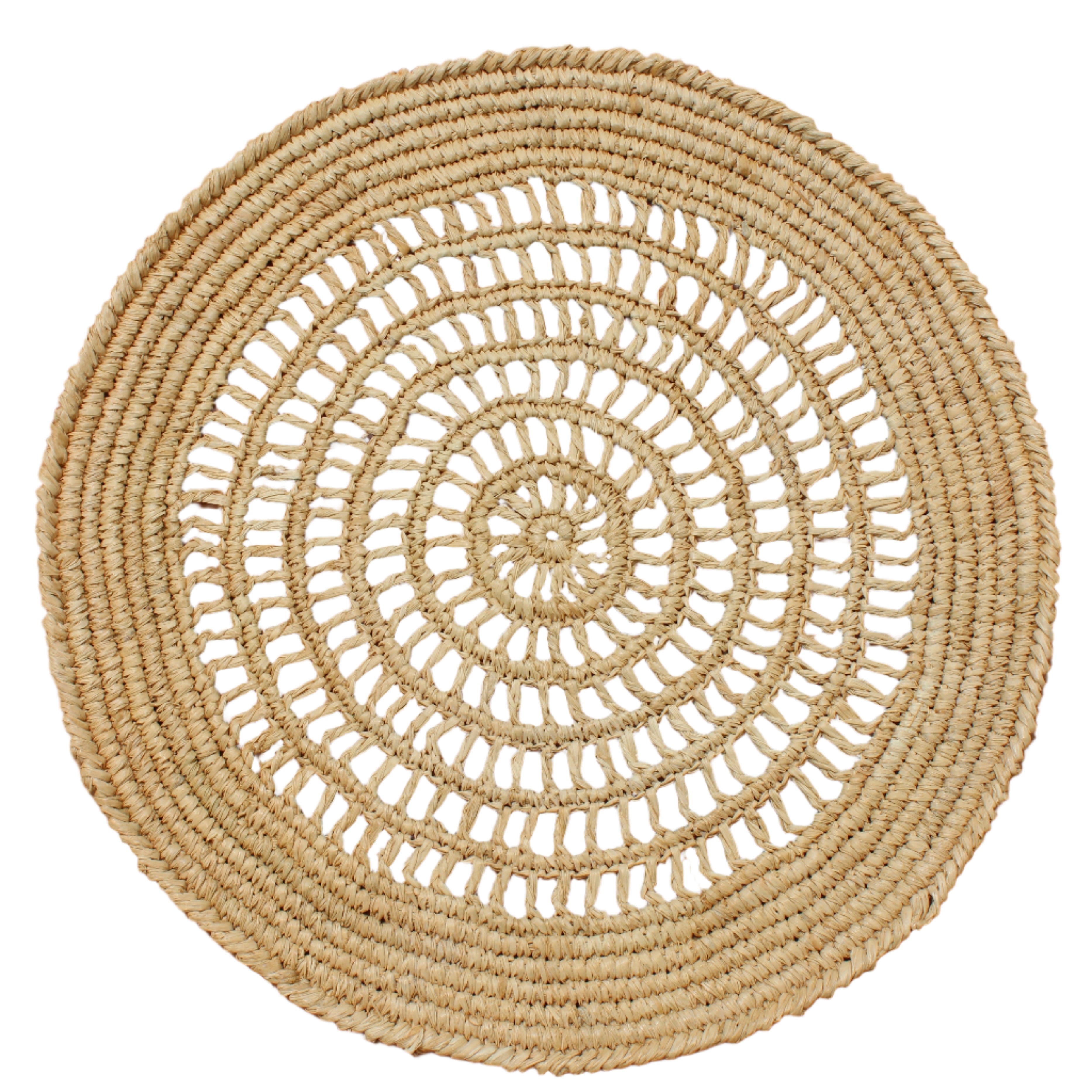 Tous Les Jours Raffia Placemat, Woven crochet tabletop