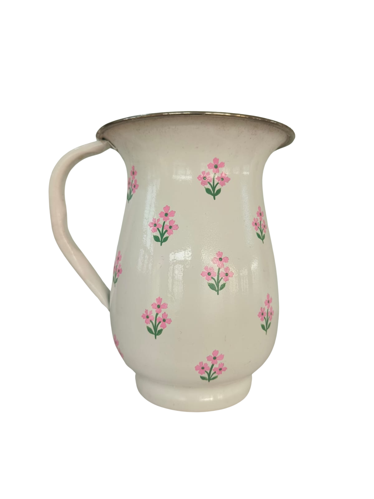 Floral Pink Enamelware Pitcher