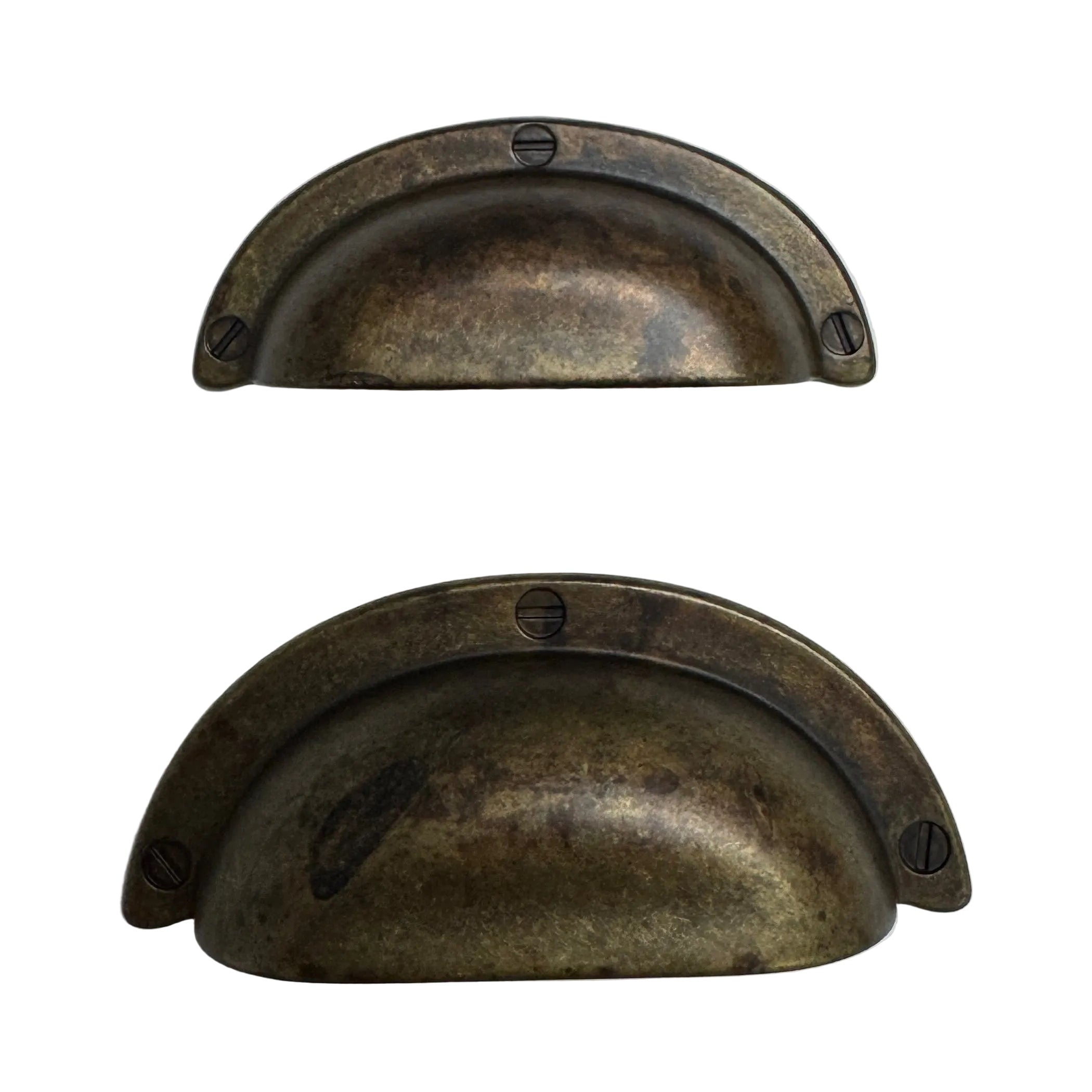 Drawer Cup Pulls "Amalfi" in Worn Brass