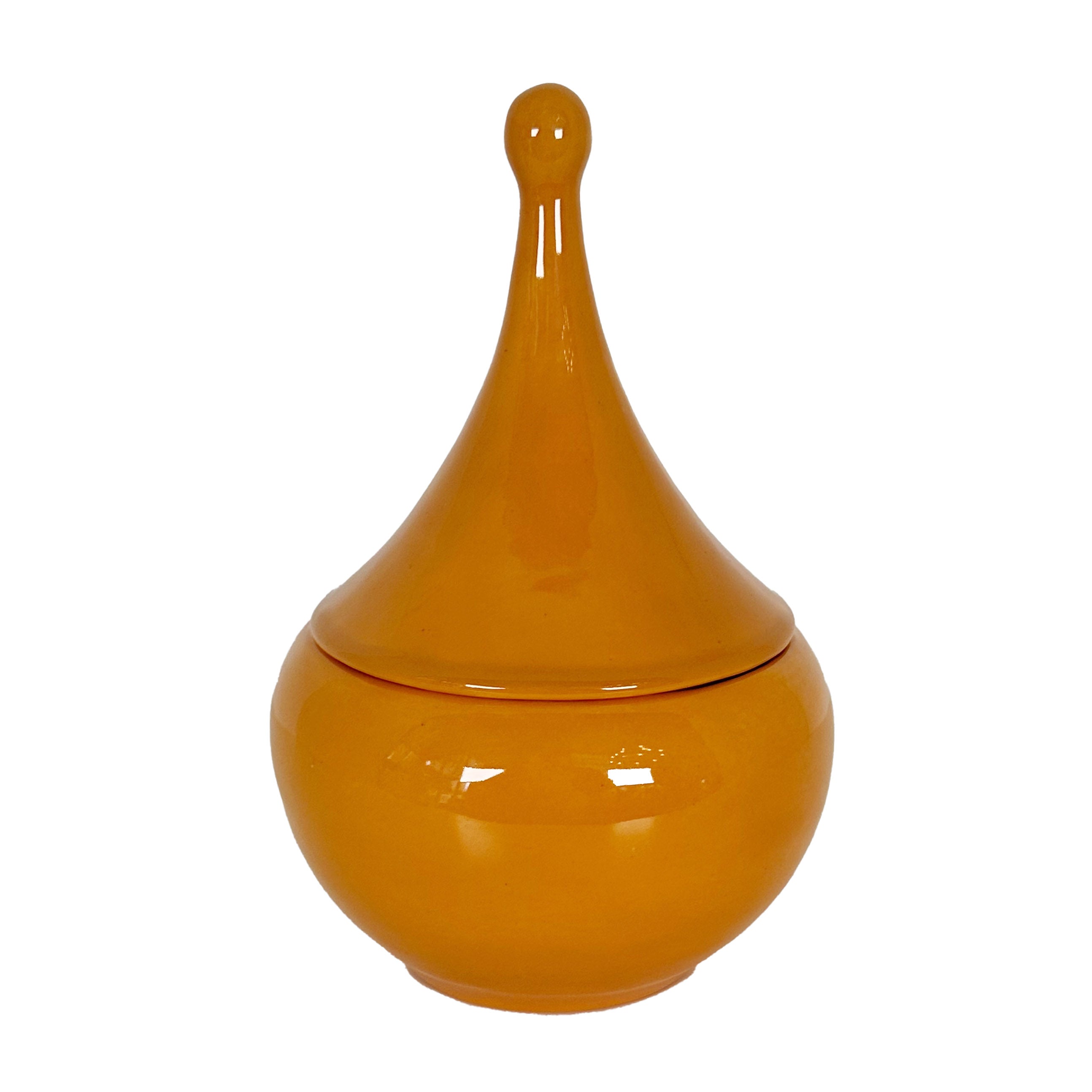 Lidded Teardrop Jar in Harvest Orange