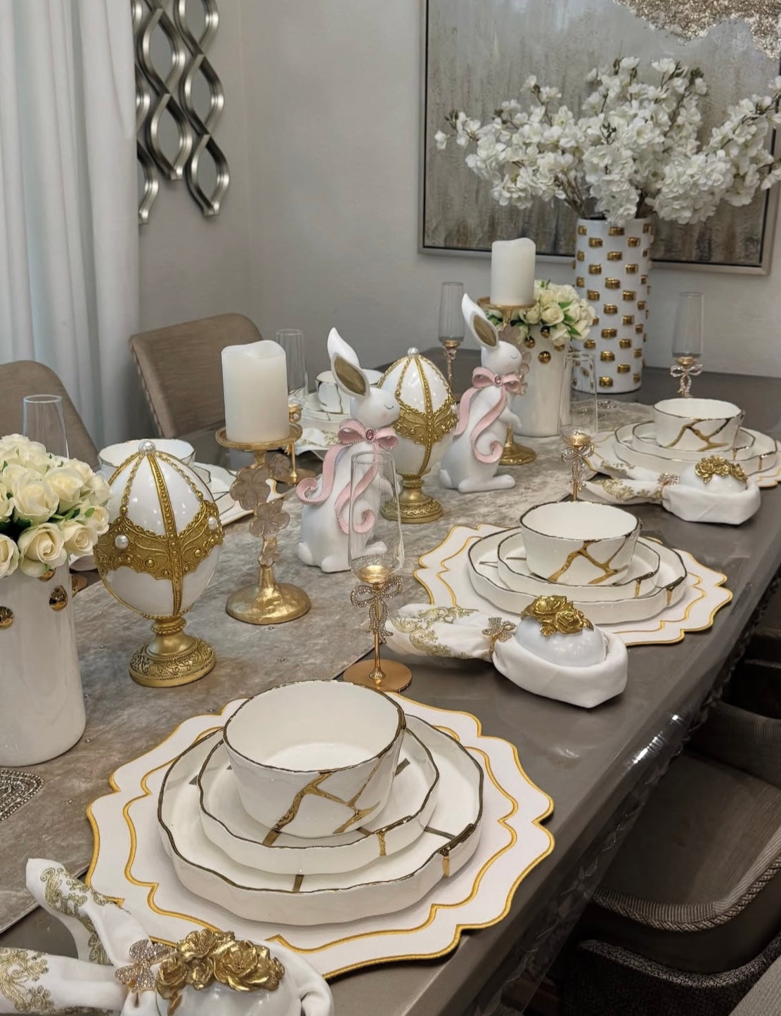 VISTA IVORY WAVY FAUX LEATHER PLACEMAT