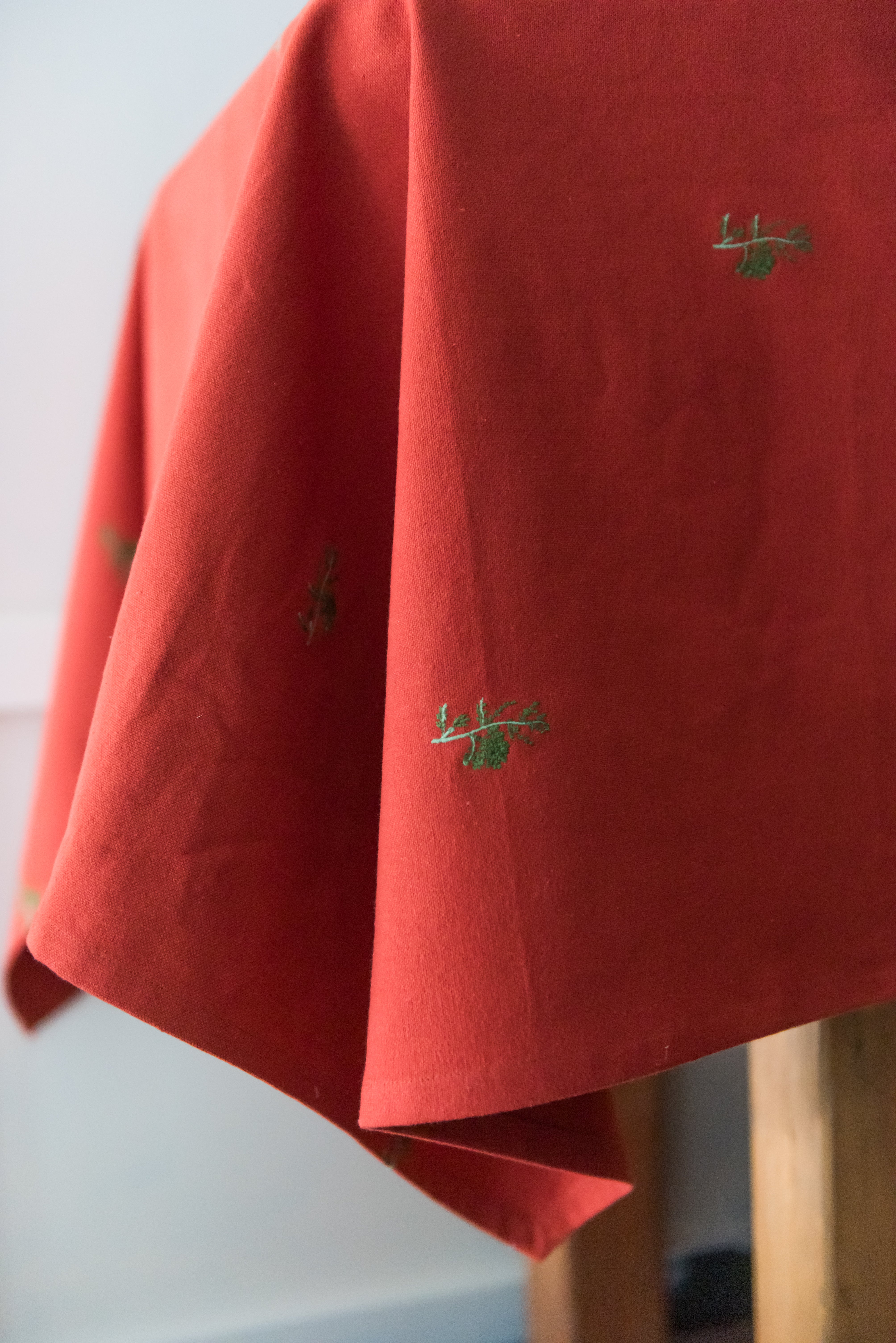 Rust Red and Green Fleur Tablecloth