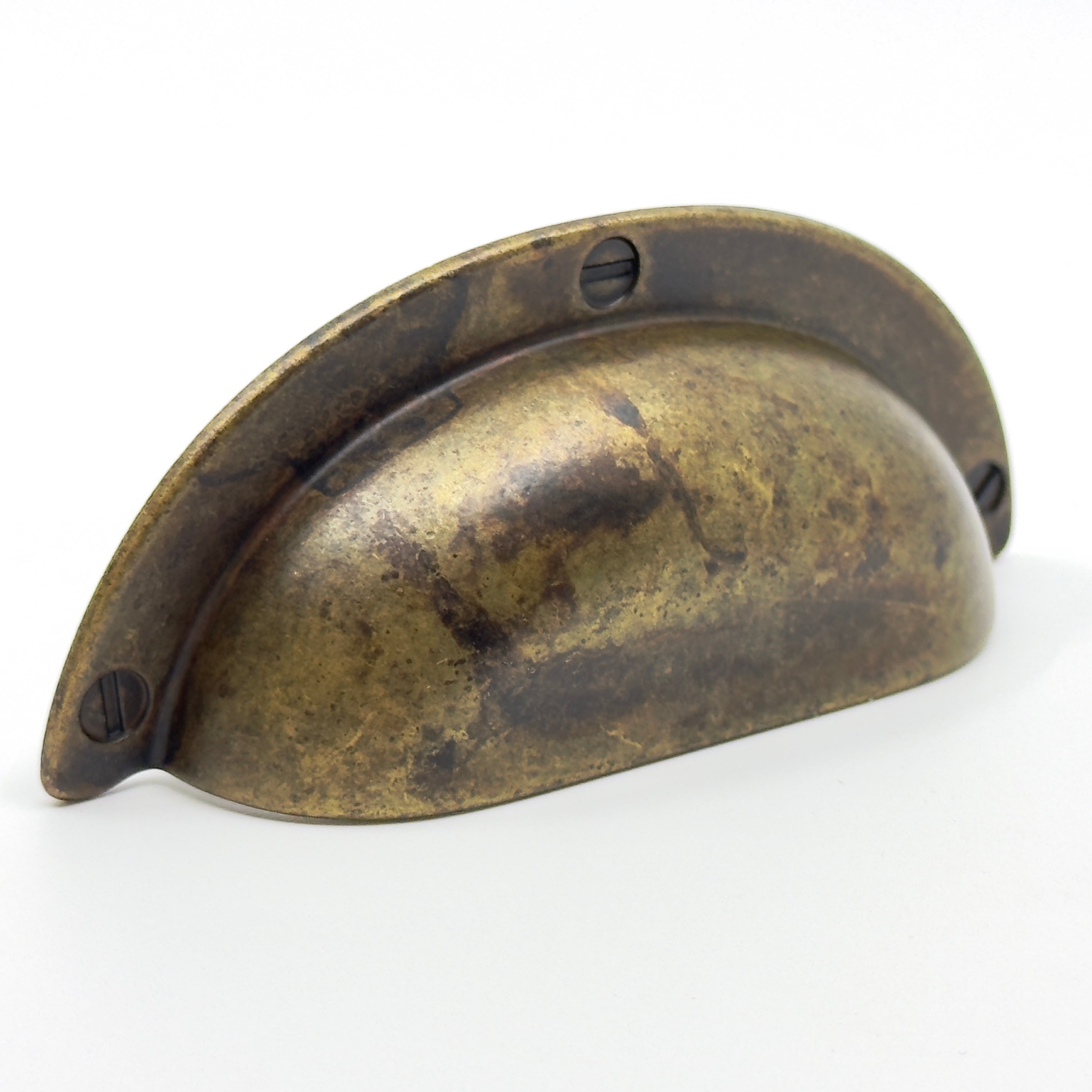 Drawer Cup Pulls "Amalfi" in Worn Brass