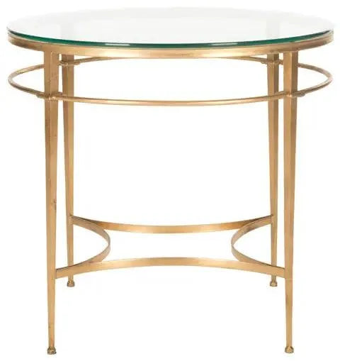 Safavieh Ingmar Round Antique Gold Glass Side Table