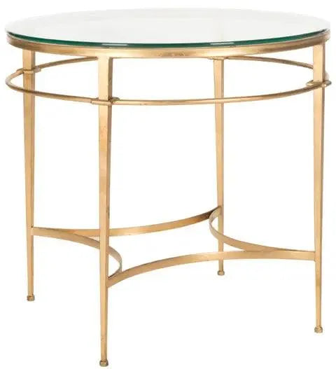 Safavieh Ingmar Round Antique Gold Glass Side Table