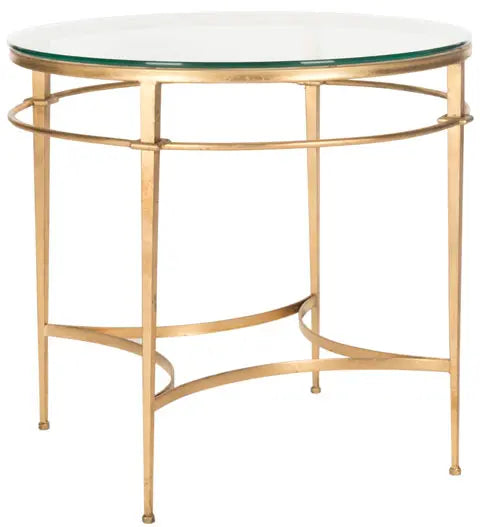 Ingmar Round Antique Gold Glass Side Table - The Mayfair Hall