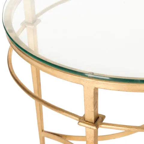 Ingmar Round Antique Gold Glass Side Table - The Mayfair Hall