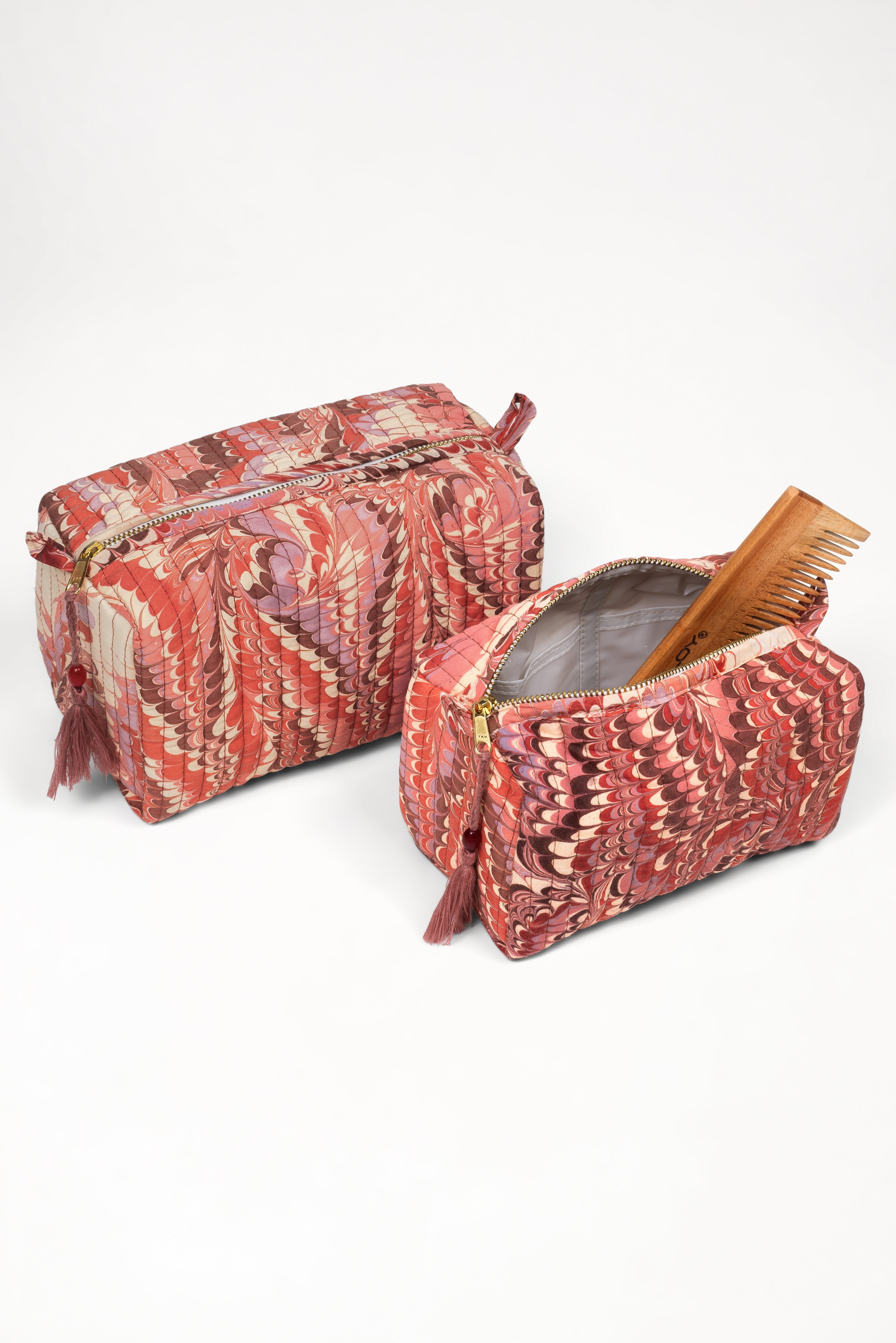 Florentine Pink Hand-Marbled Cosmetic Bag