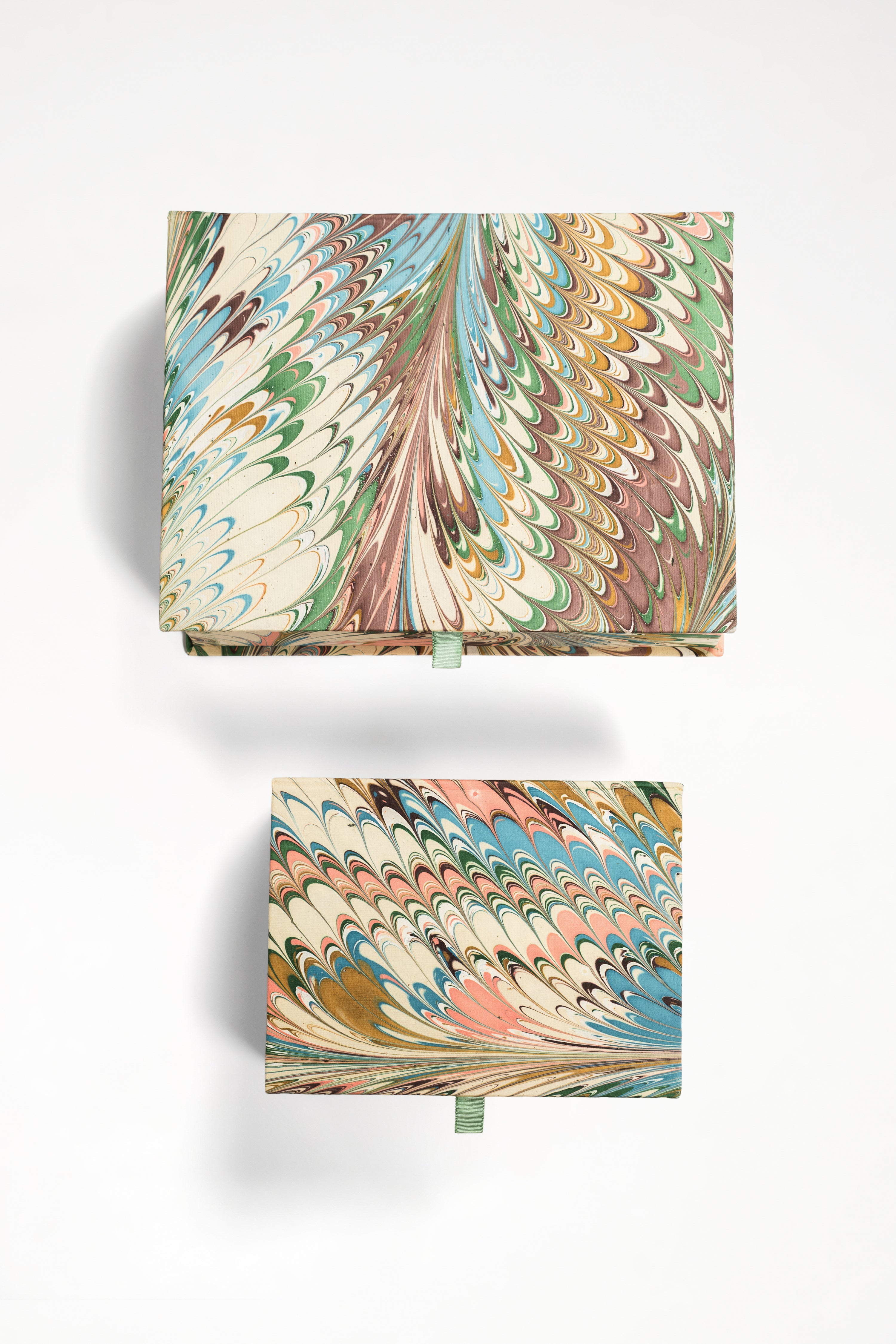 Hand-Marbled Keepsake Box Set in Flatiron Feathers