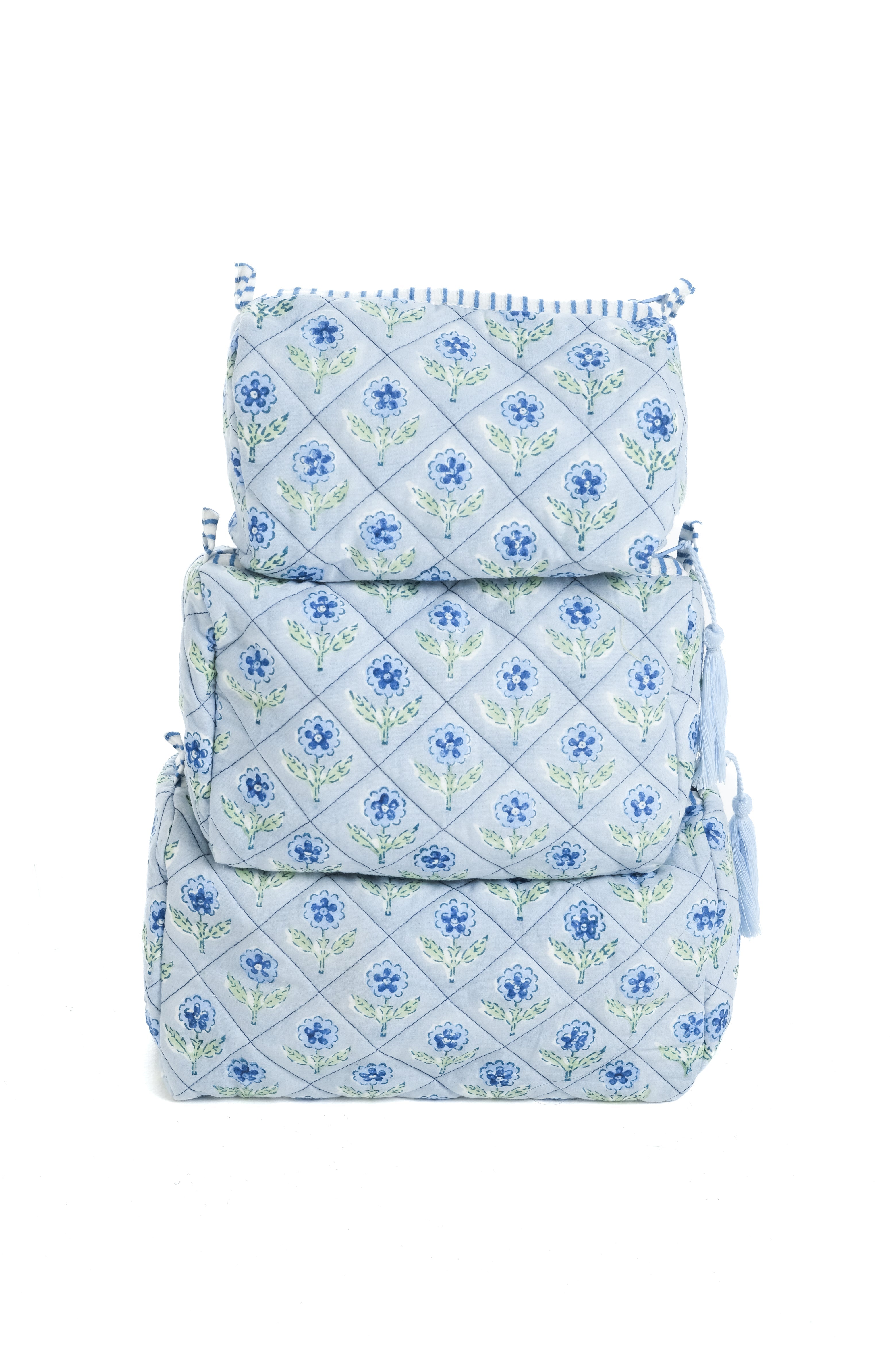 Mona Blockprint Makeup Bag in Blue