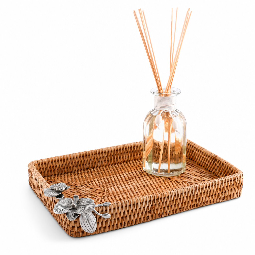 Orchid Catchall Tray Hand Woven Wicker Rattan
