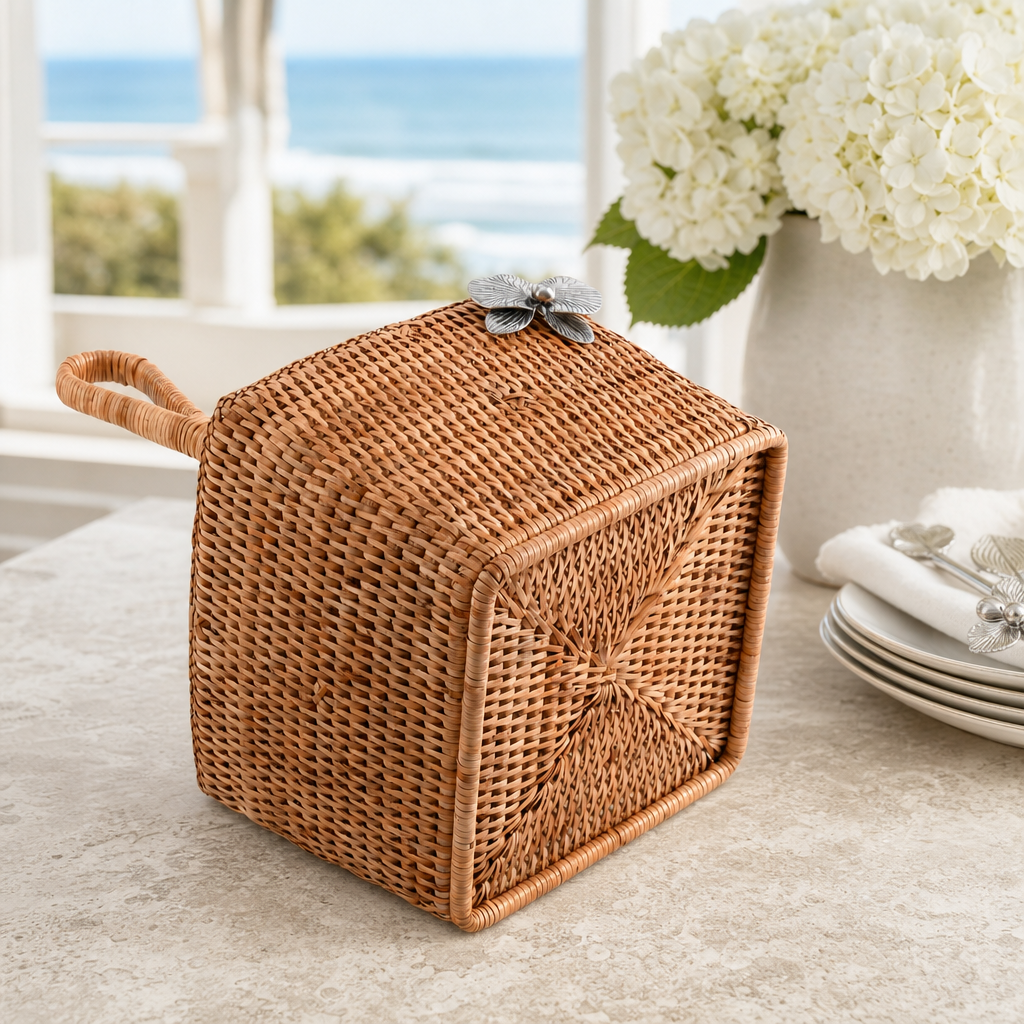 Orchid Hand Woven Wicker Rattan Flatware Caddy