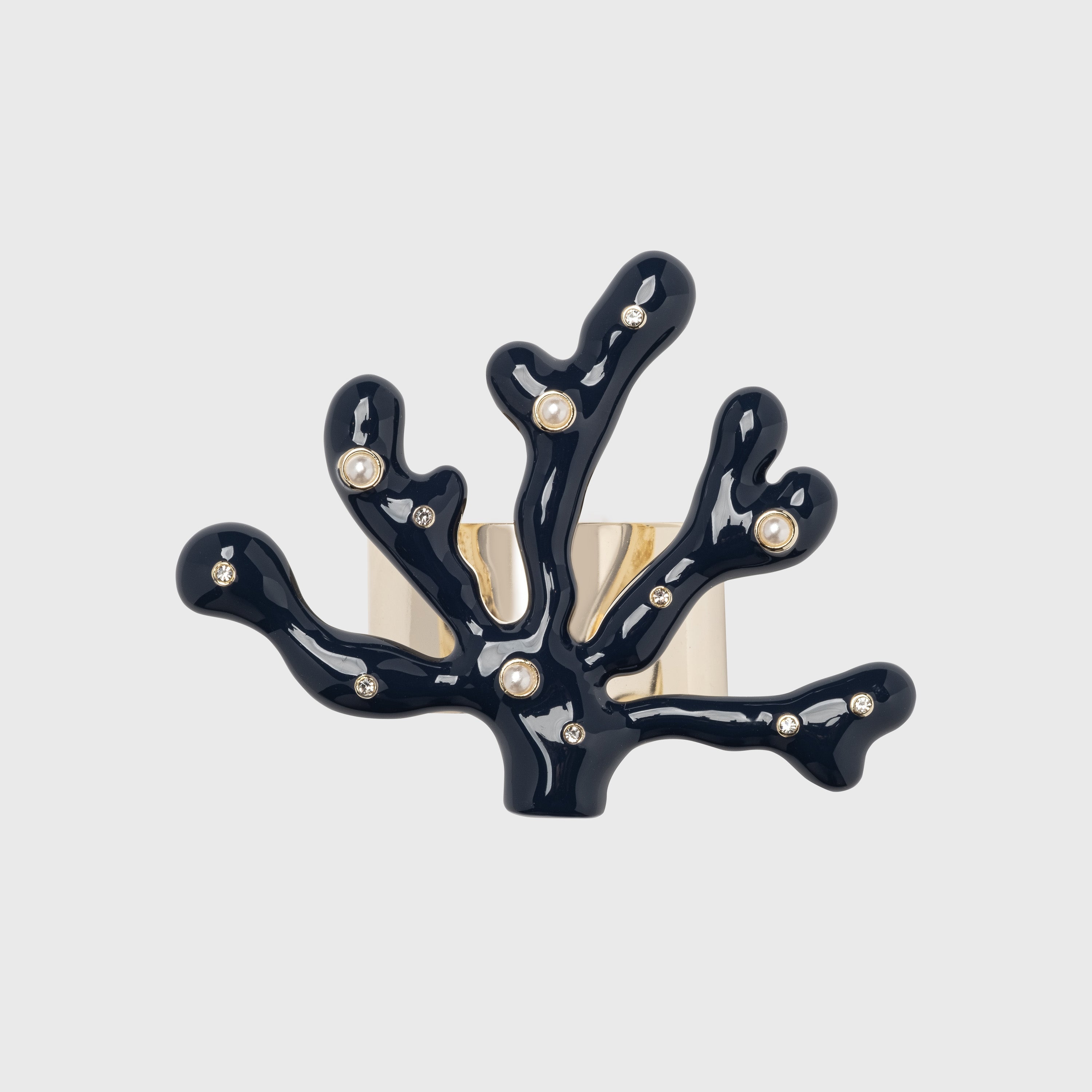 Coral napkin rings, navy, set of four - The Mayfair Hall