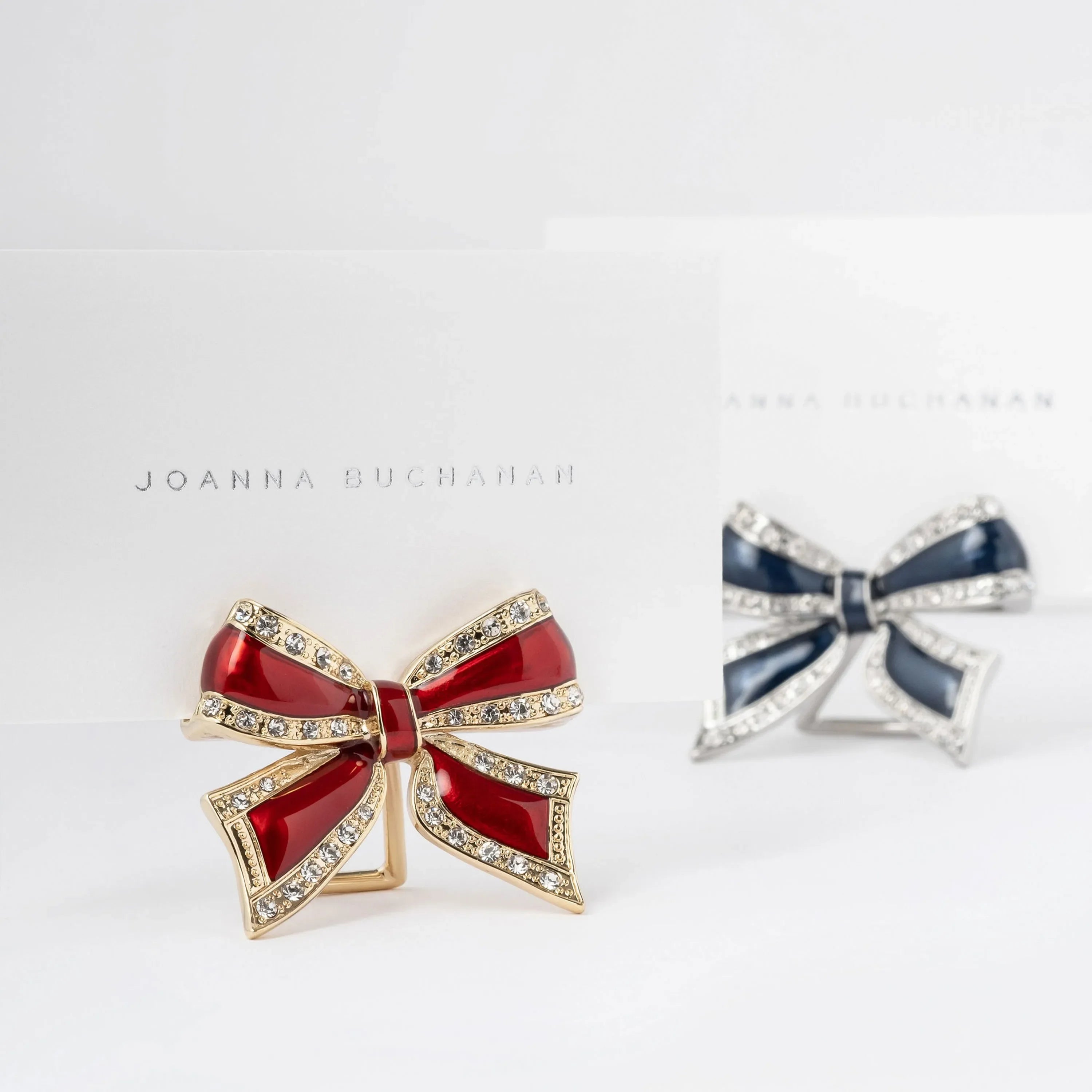 Enamel bow placecard holders, red, set of four - The Mayfair Hall
