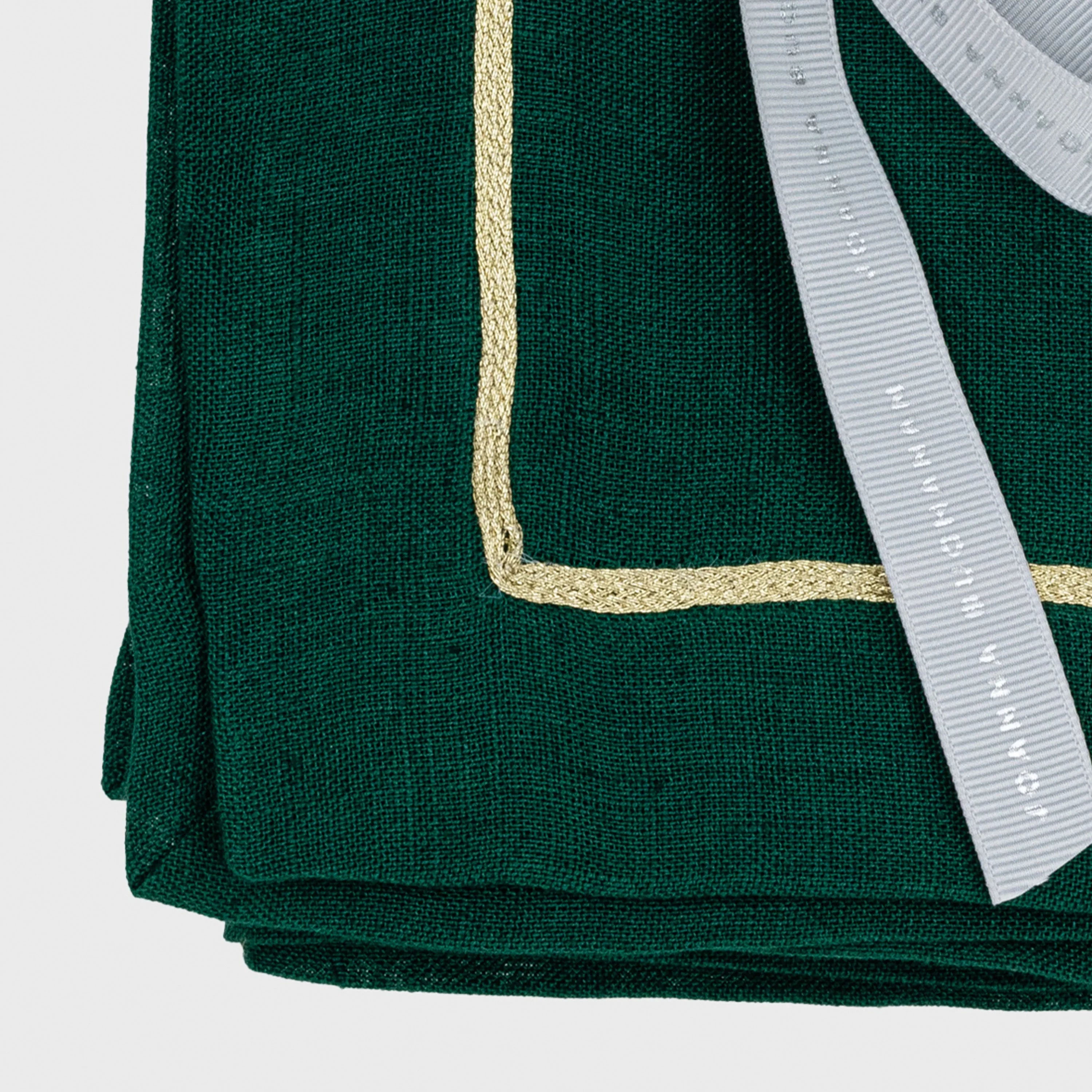 Gold trim dinner napkins, hunter green, set of two - The Mayfair Hall