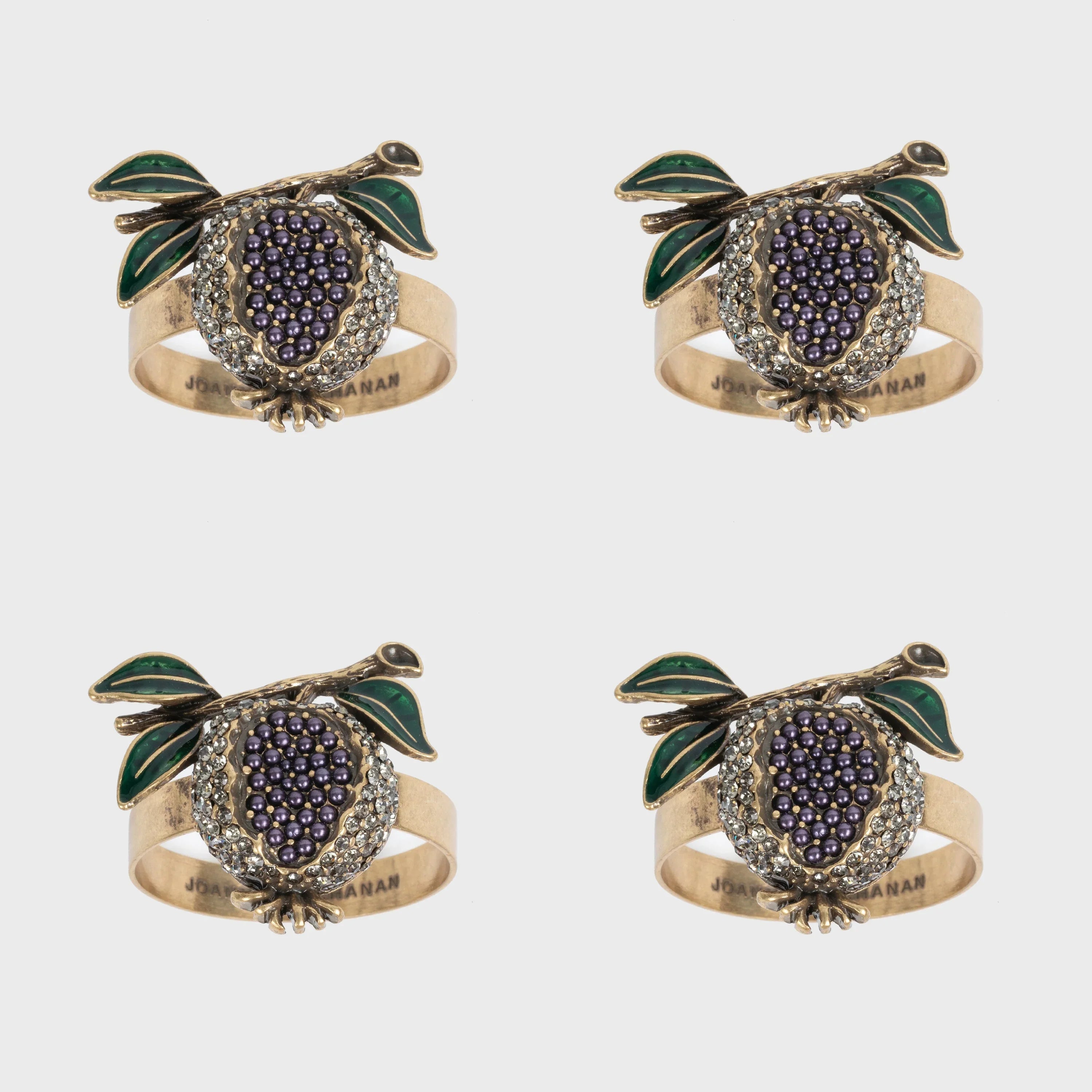 Pomegranate skinny napkin rings, set of four - The Mayfair Hall