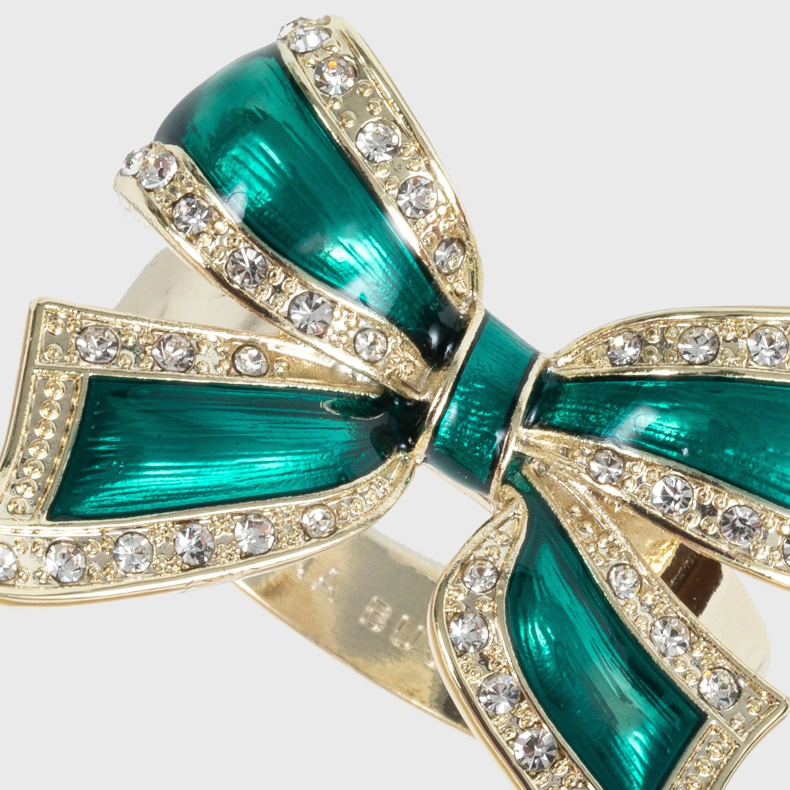 Enamel bow skinny napkin rings, green, set of four - The Mayfair Hall