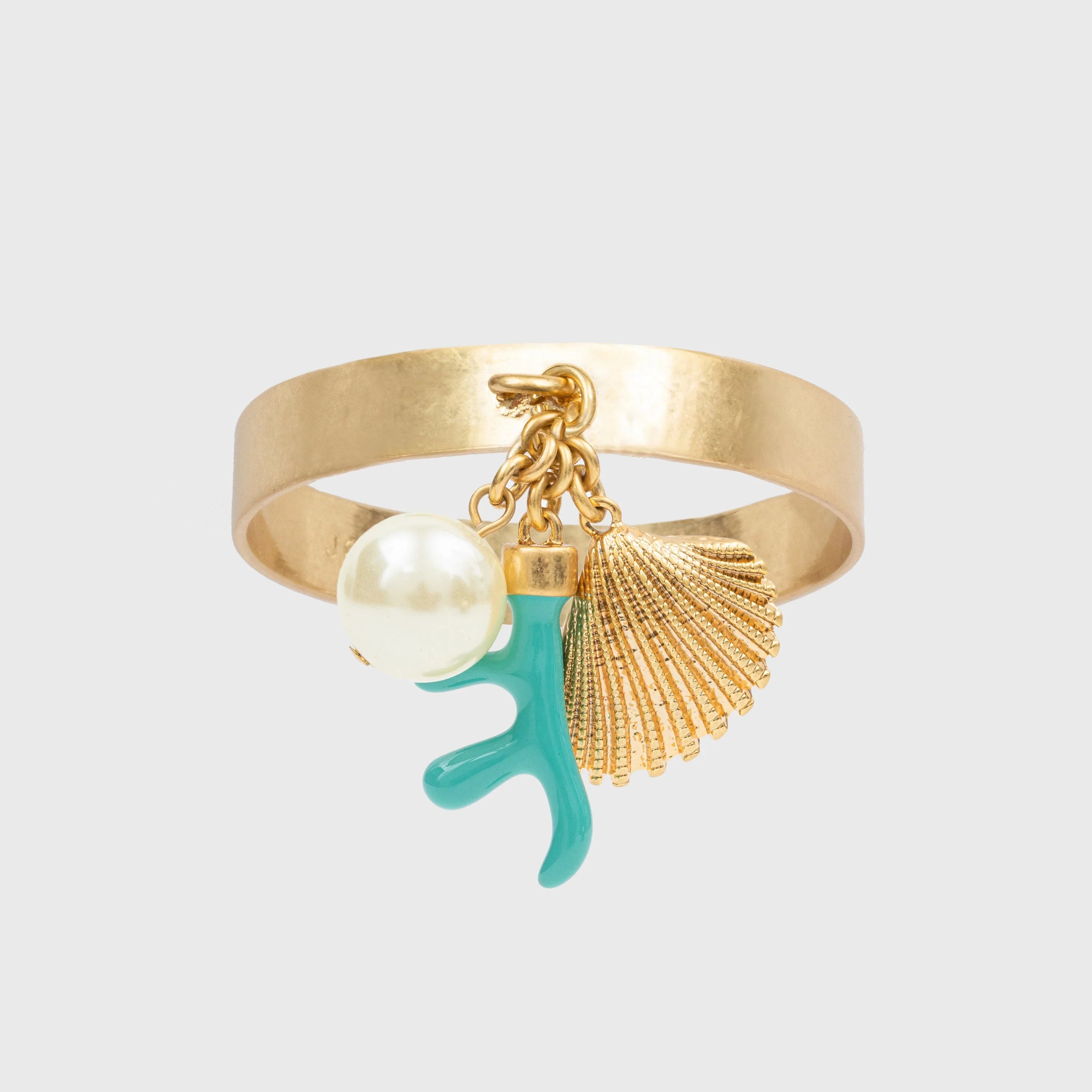 Coral and shell skinny napkin rings, turquoise, set of four - The Mayfair Hall
