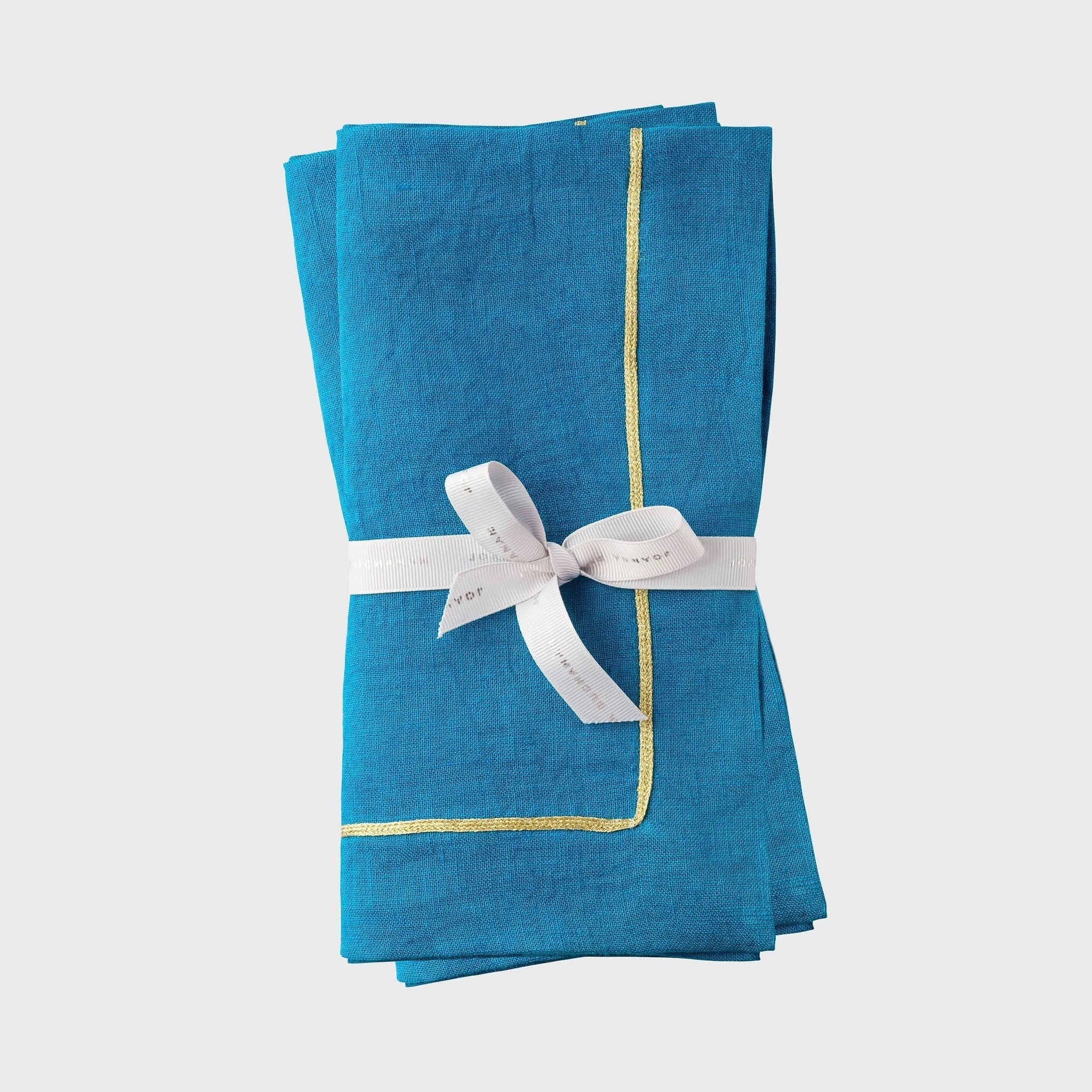 Gold trim dinner napkins, turquoise, set of two - The Mayfair Hall