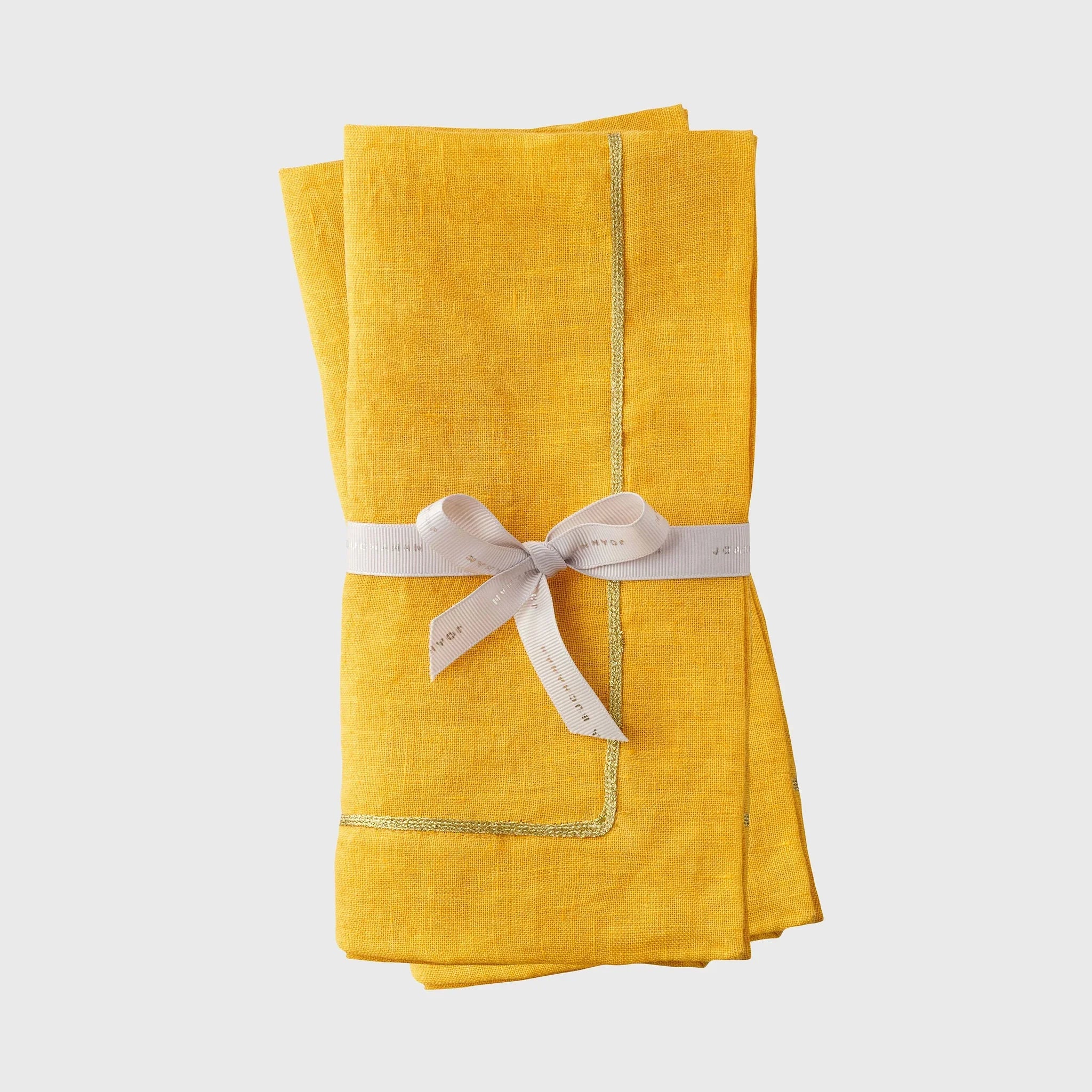 Gold trim dinner napkins, yellow, set of two - The Mayfair Hall