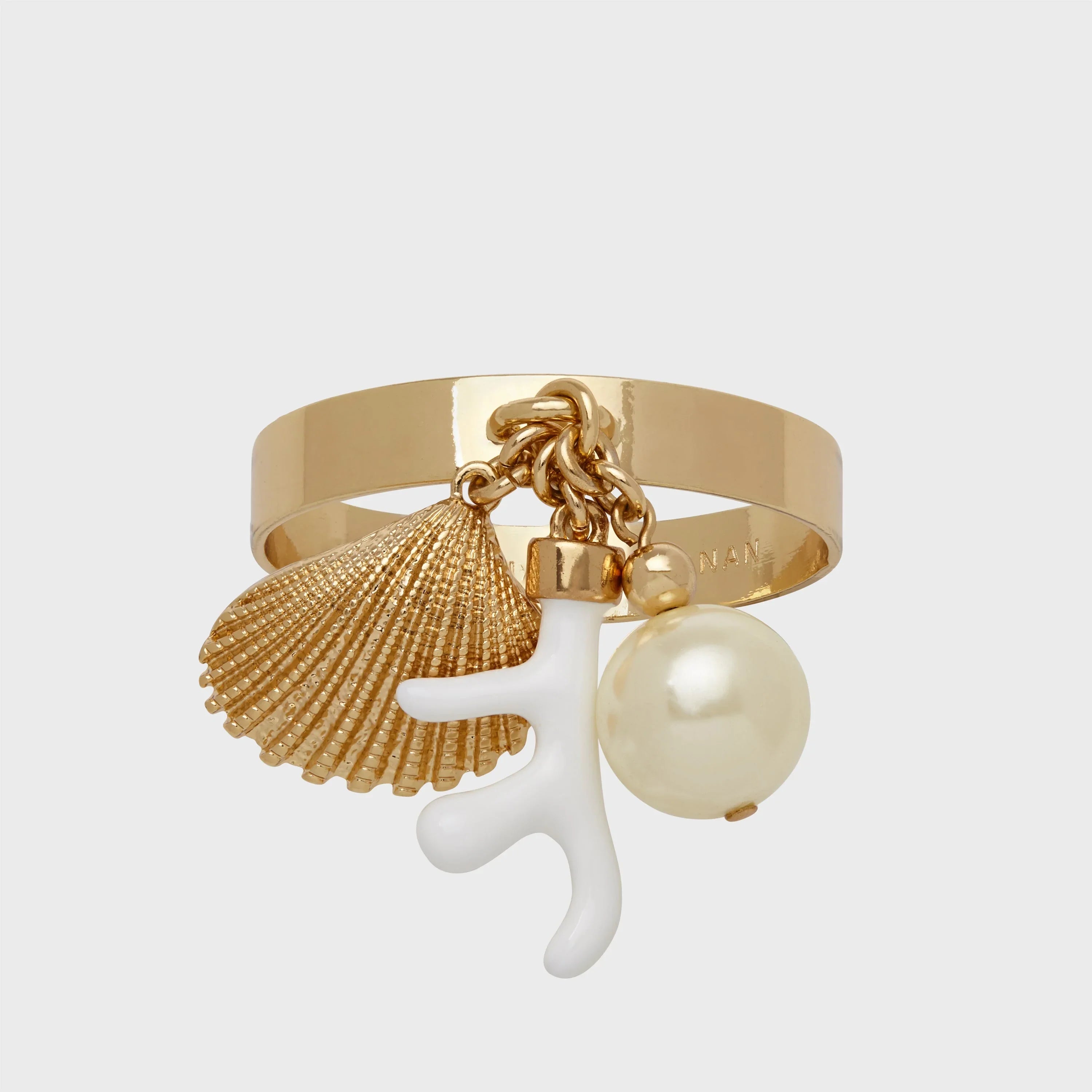 Coral and shell skinny napkin rings, cream, set of four - The Mayfair Hall