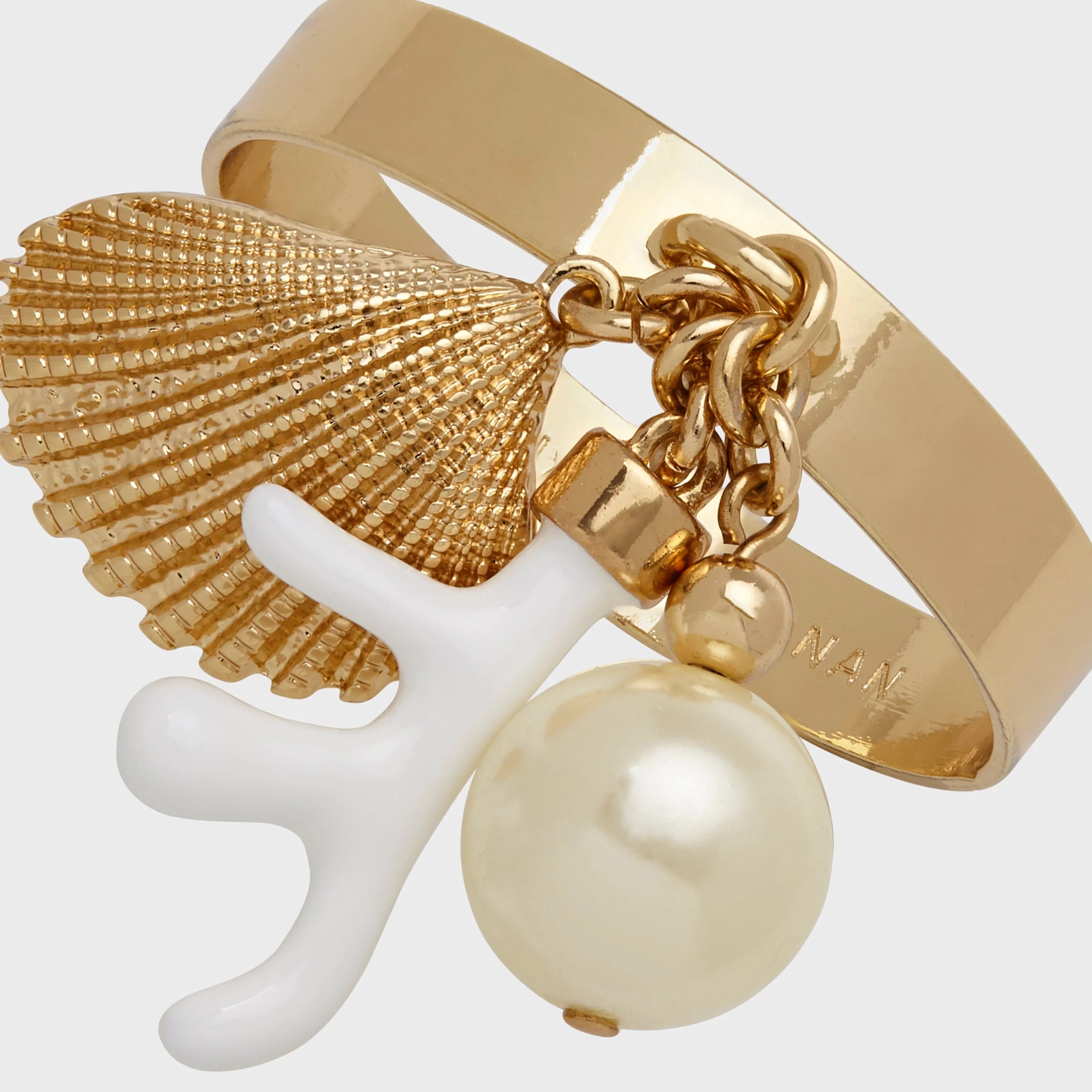 Coral and shell skinny napkin rings, cream, set of four - The Mayfair Hall