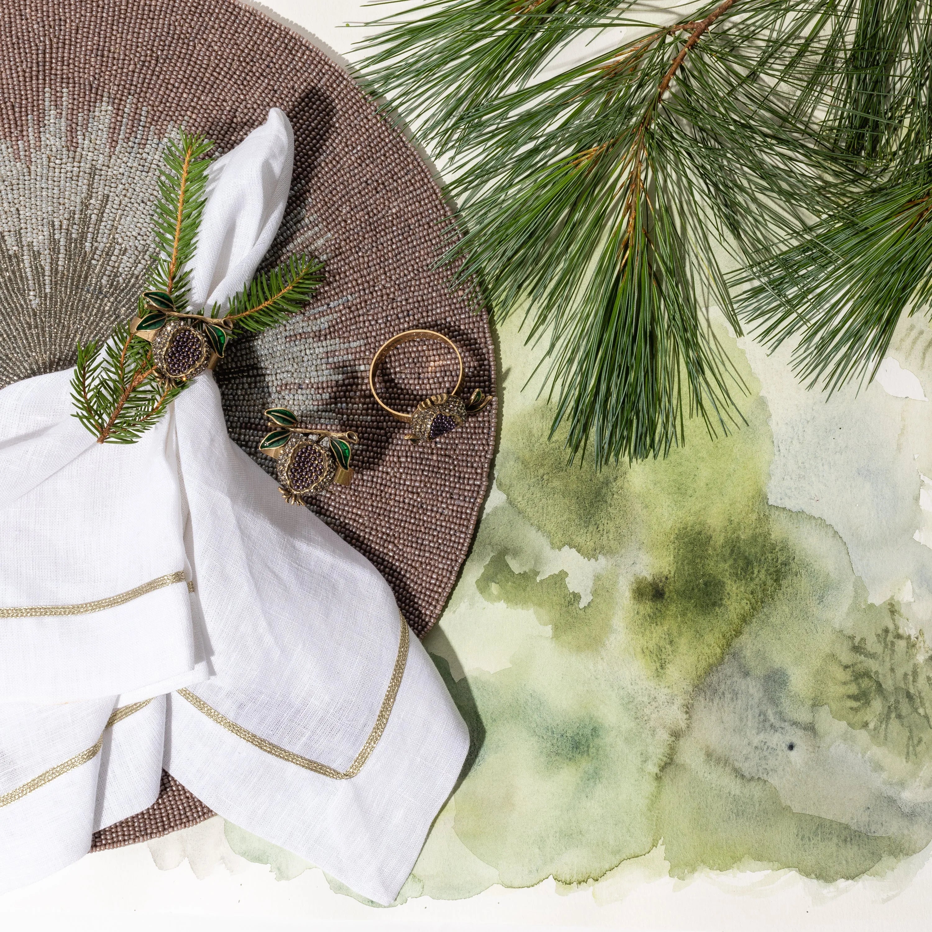 Pomegranate skinny napkin rings, set of four - The Mayfair Hall