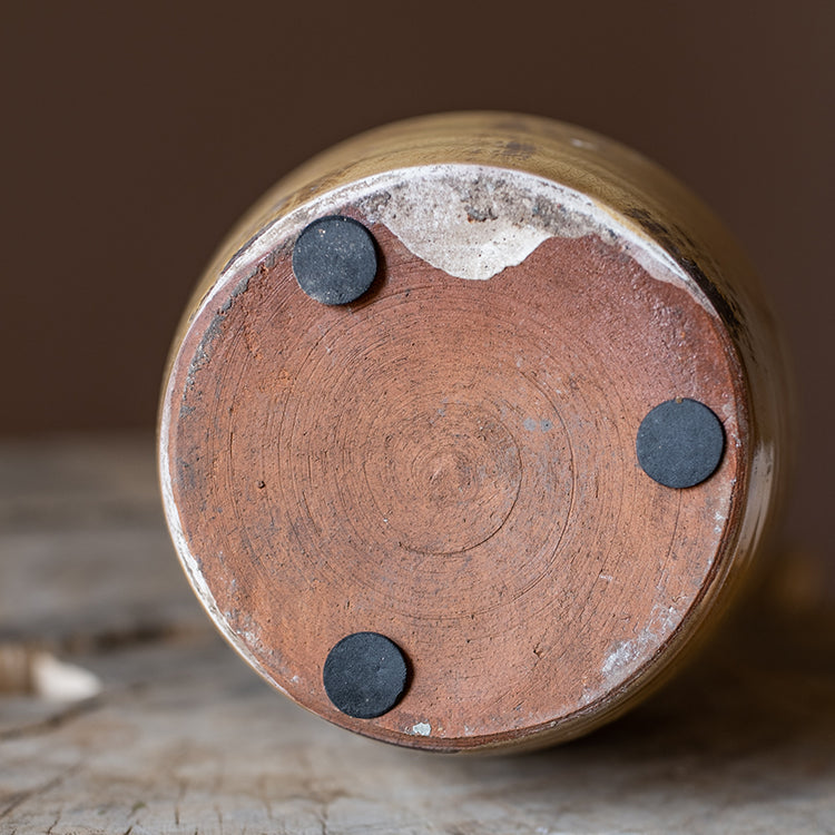 Terra Cotta Single Handle Vase in Cream Yellow