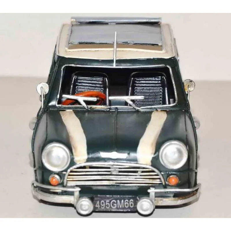 Metal Art Tin Model - Mini Cooper 1;18 Scale Green + White Roof  Metal - The Mayfair Hall