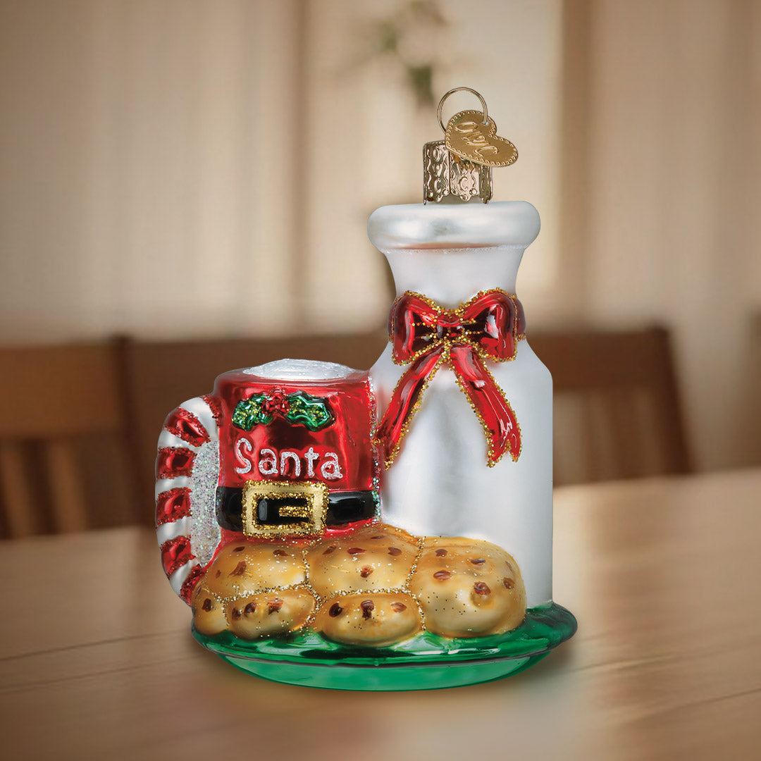 Santa’s Milk & Cookies Blown Glass Christmas Ornament by Old World Christmas