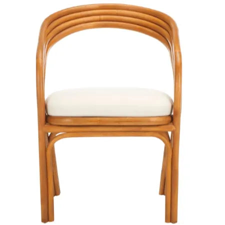 Safavieh Jennabrook Rattan Dining Chair in Natural/White with Curved Back