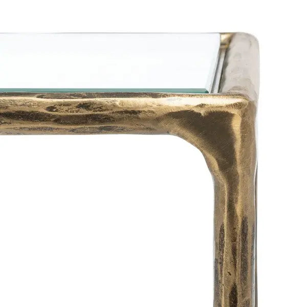 Jessa Brass Forged Metal Rectangle Console Table - The Mayfair Hall