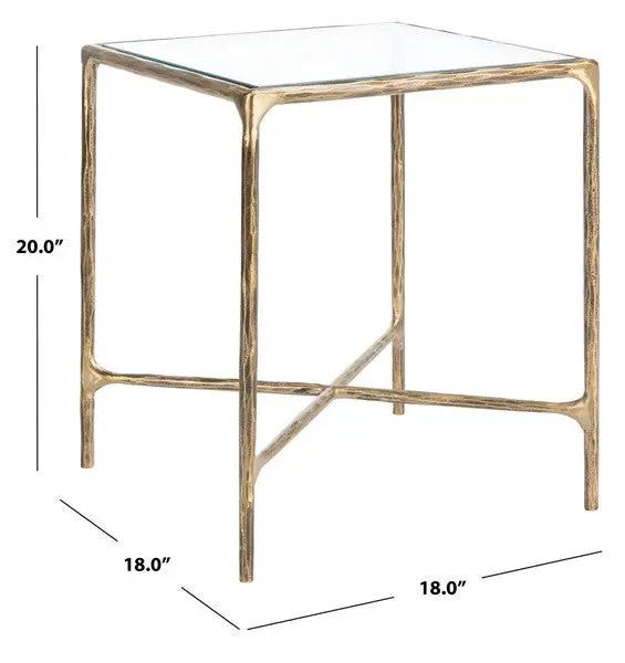 Jessa Brass Forged Metal Square End Table - The Mayfair Hall