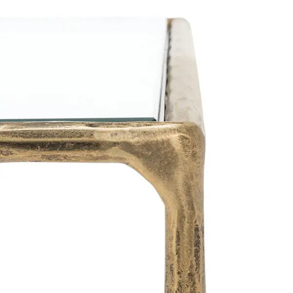 Jessa Brass Rectangle Metal Coffee Table - The Mayfair Hall
