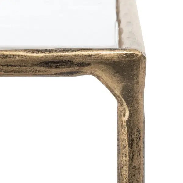 Jessa Brass-White Forged Metal Square End Table - The Mayfair Hall