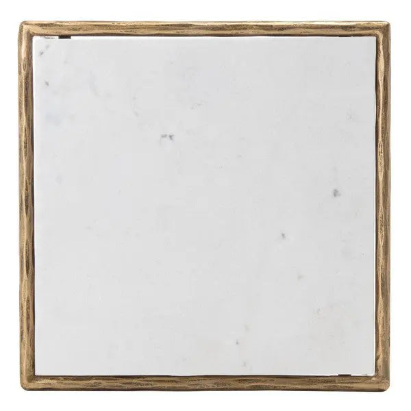 Jessa Brass-White Forged Metal Square End Table - The Mayfair Hall