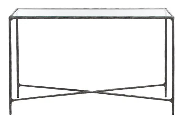 Jessa Forged Metal Rectangle Black Console Table - The Mayfair Hall