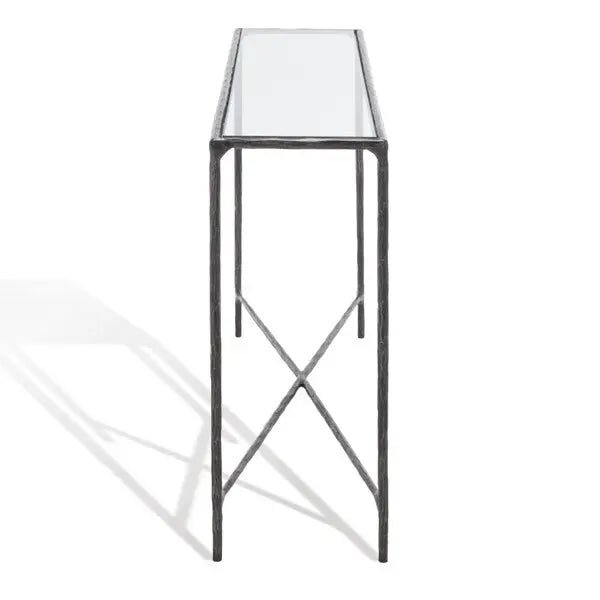 Jessa Forged Metal Rectangle Black Console Table - The Mayfair Hall